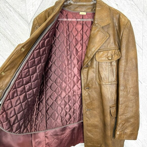 Vintage Marquis of London Leather Jacket Coat Mens Size Large Hipster 70s - Picture 5 of 8